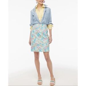 J Crew Factory Floral Pencil Skirt Cotton Spring summer  Sz 14